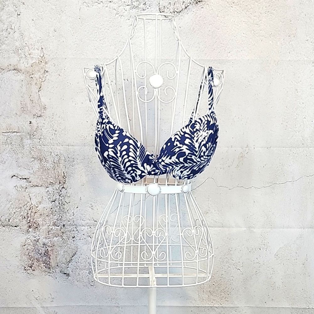 Unbranded bikini top separate floral print navy & white Women's Size 30C